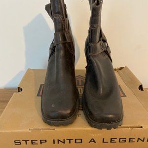 Brown Leather Harley Davidson Boots, Size 10, 5 inch heels